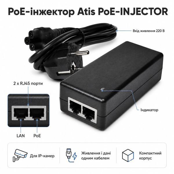 Блок питания PoE Atis для IP-камер Ajax 000008213 фото